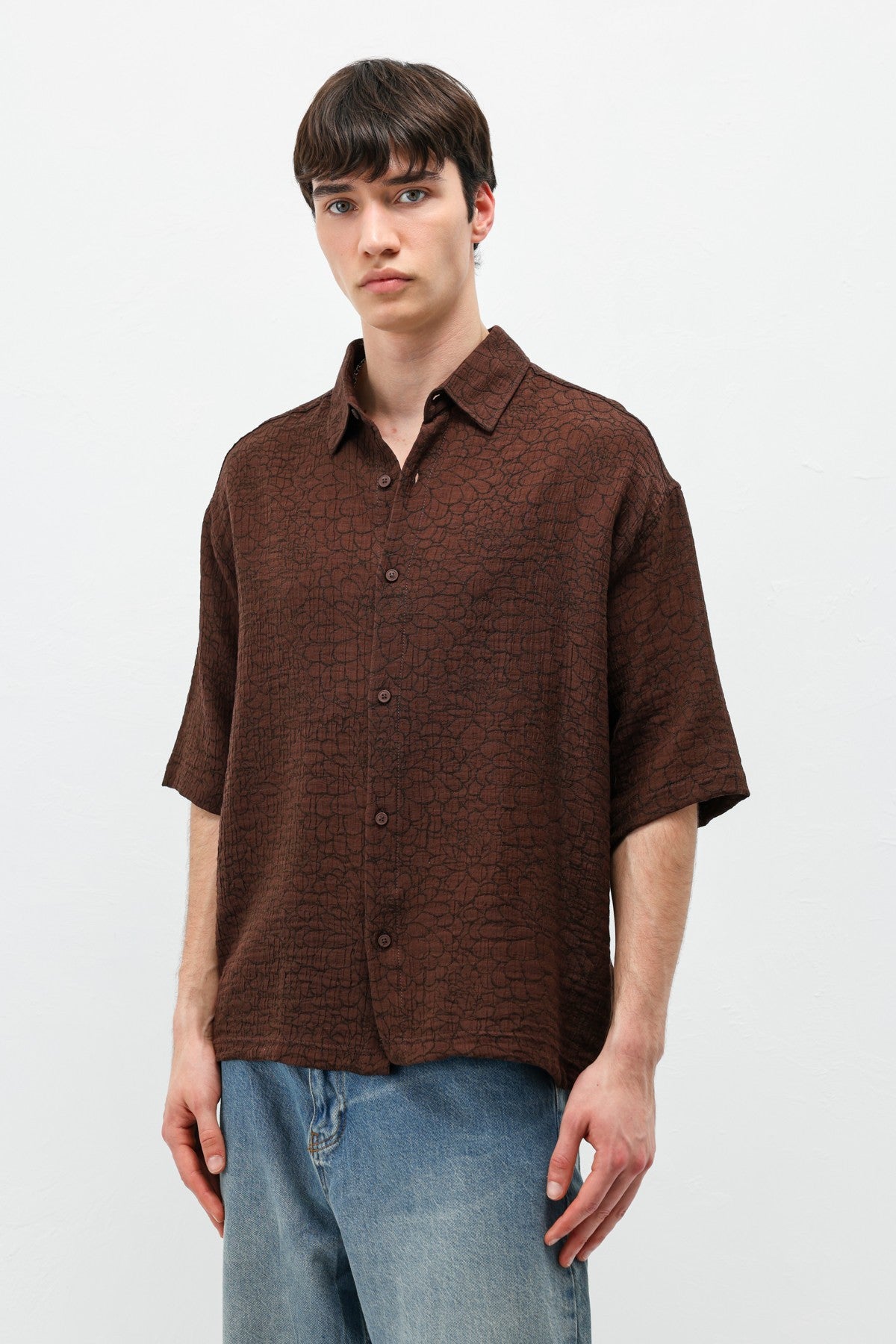 Oversized Patterned Short-Sleeve Shirt