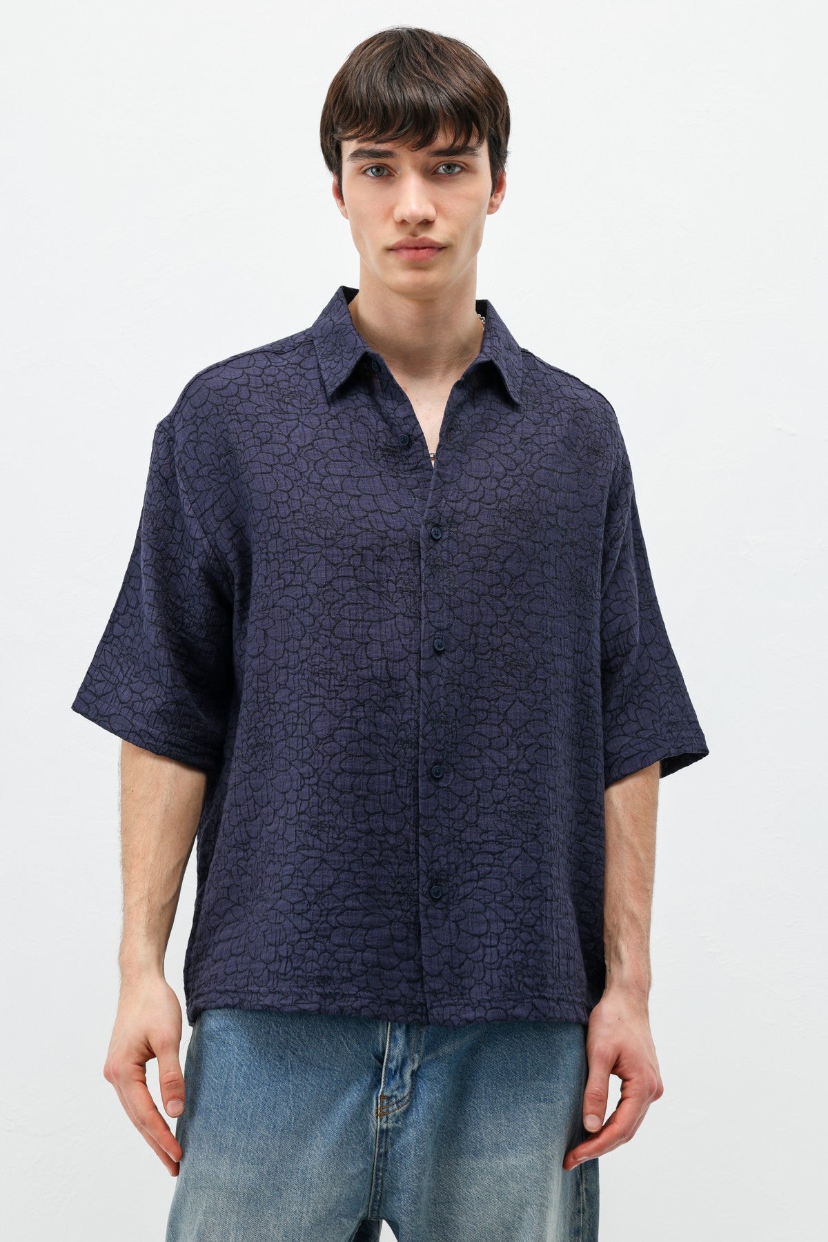 Oversized Patterned Short-Sleeve Shirt