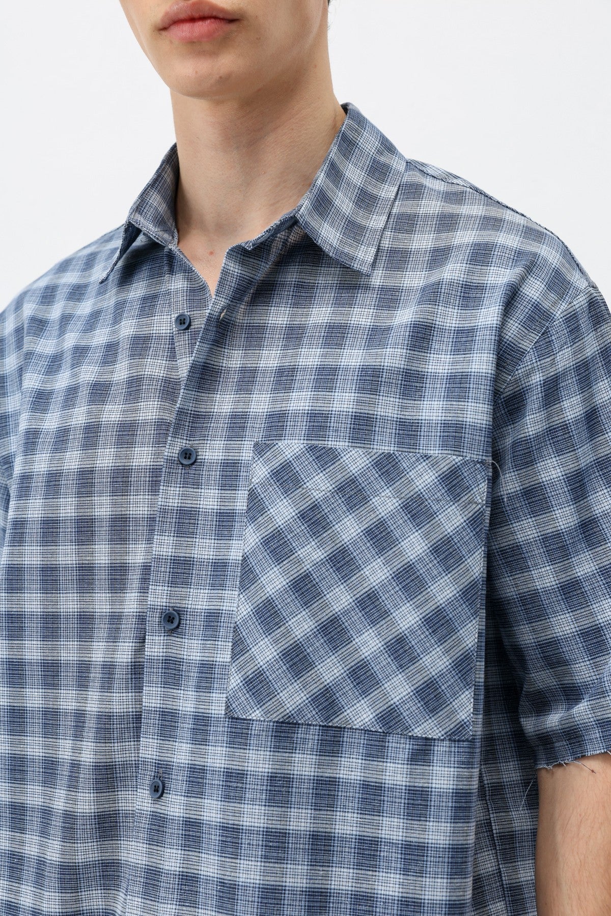 Checkered Short-Sleeved Oversized Shirt