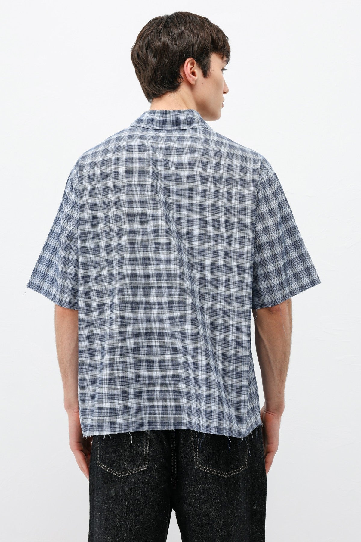 Checkered Short-Sleeved Oversized Shirt
