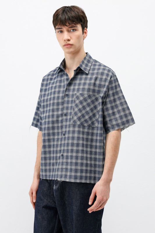 Checkered Short-Sleeved Oversized Shirt