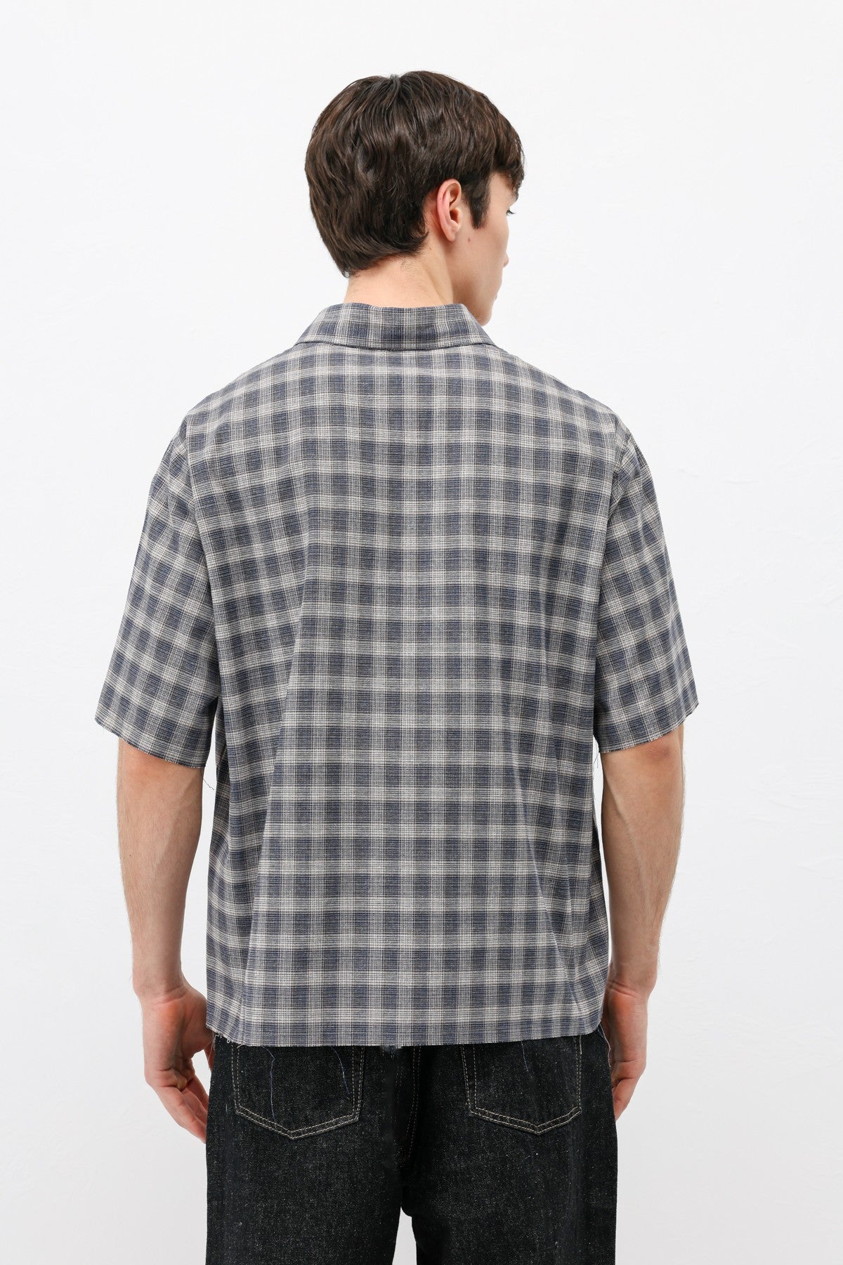 Checkered Short-Sleeved Oversized Shirt
