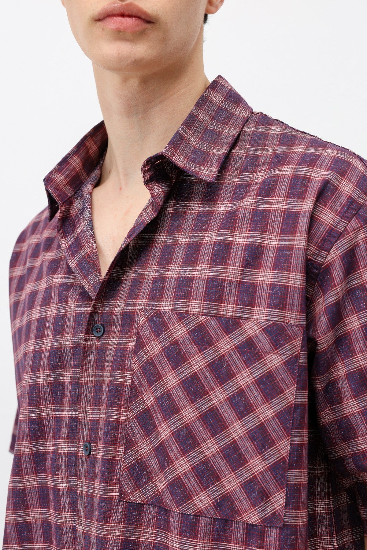 Checkered Short-Sleeved Oversized Shirt