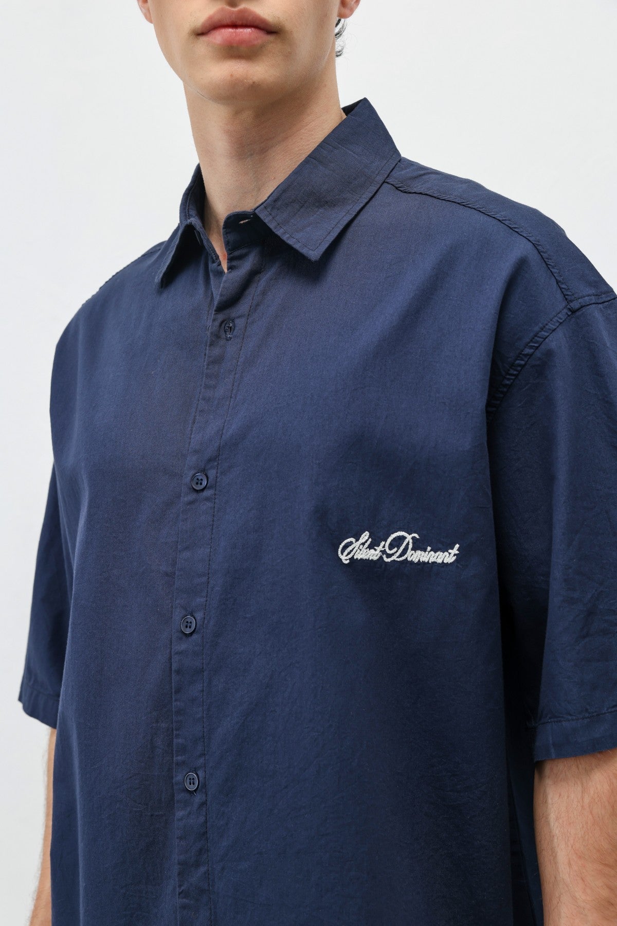 Oversized Short-Sleeve Shirt with Printed Text