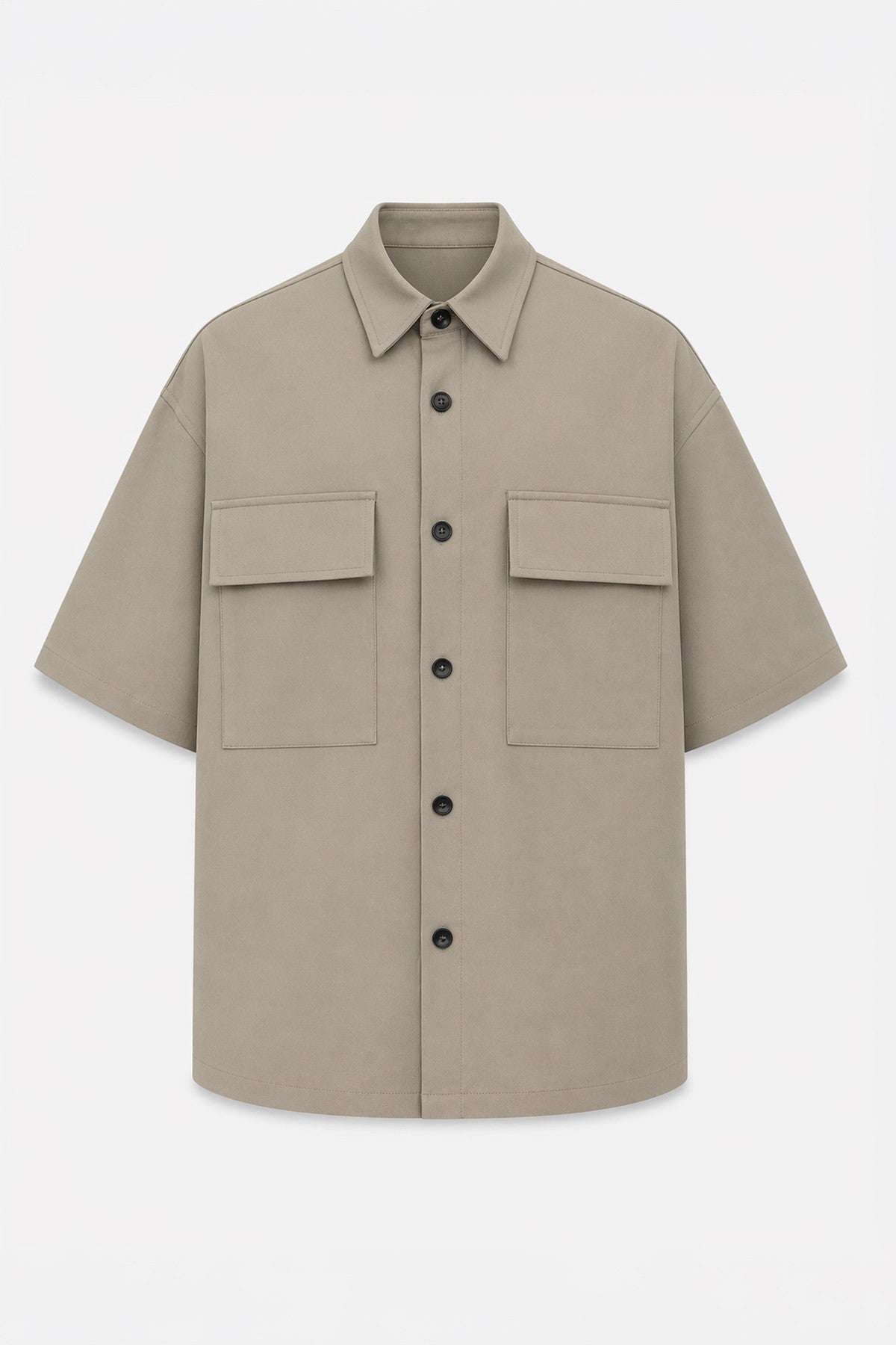 Oversized Stretch-Fabric Shirt with Pockets