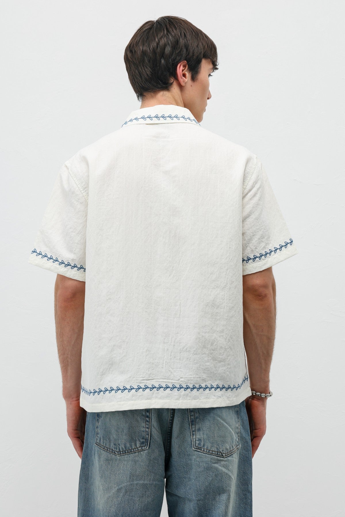 Oversized Linen Shirt with Printed Text