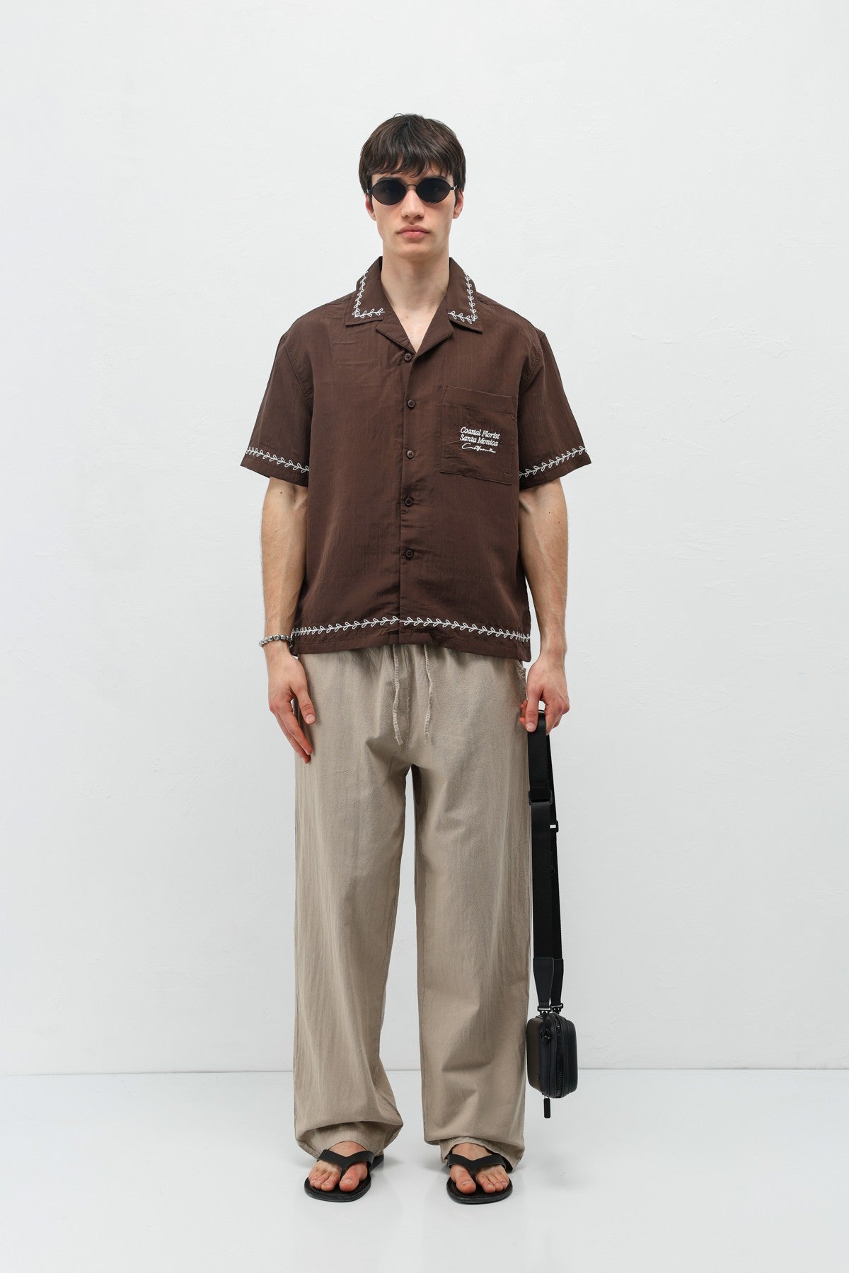Oversized Linen Shirt with Printed Text