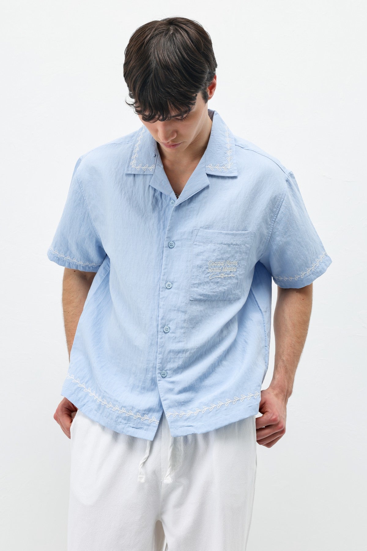 Oversized Linen Shirt with Printed Text