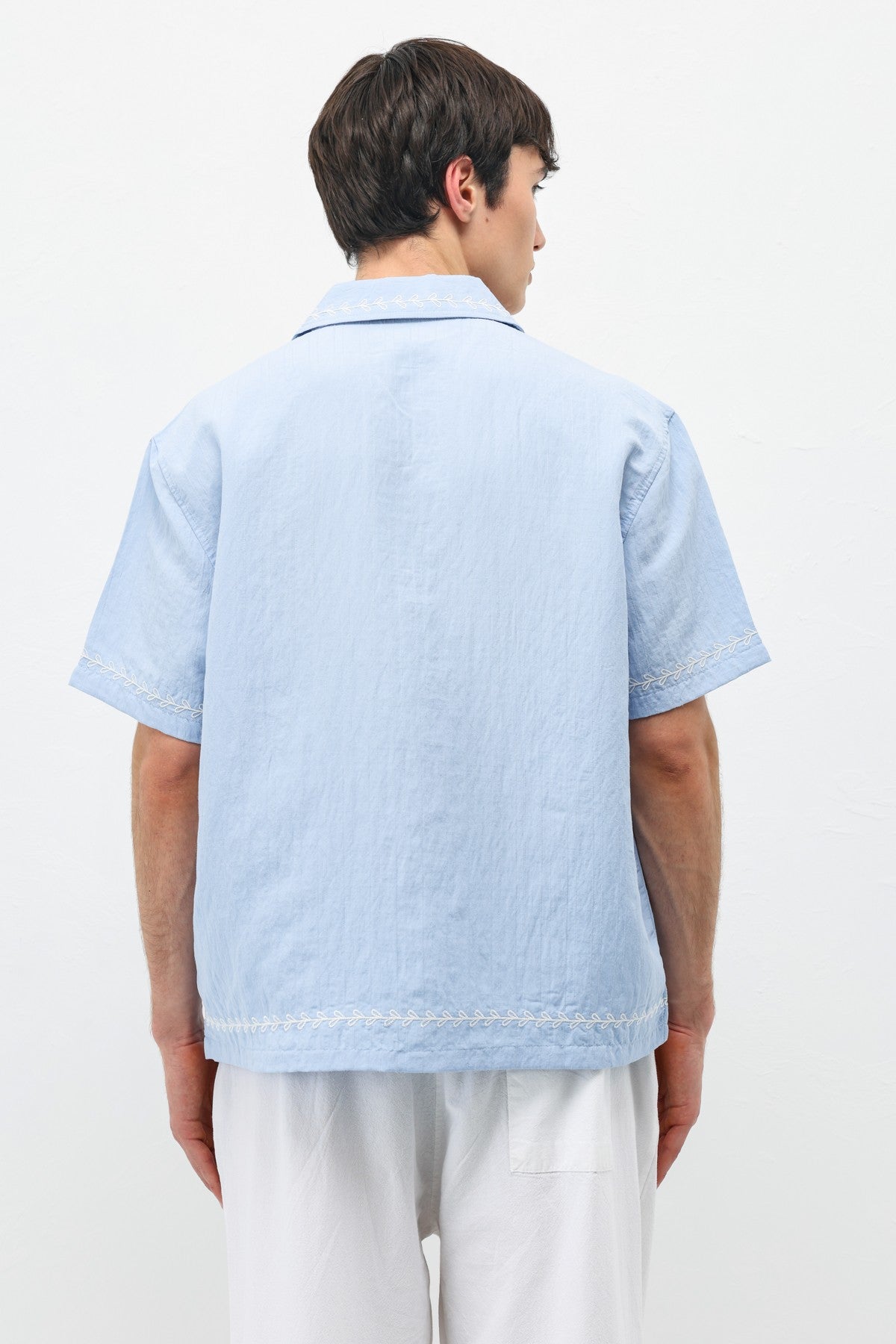 Oversized Linen Shirt with Printed Text