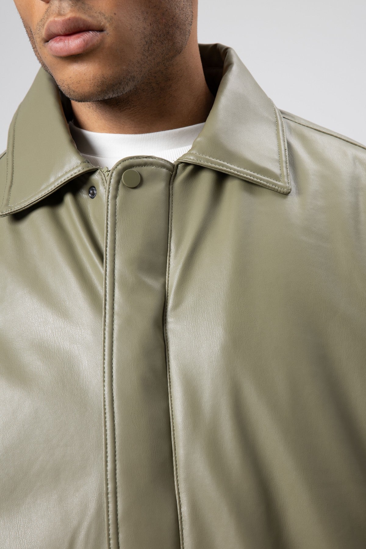 Basic Faux Leather Oversized Jacket
