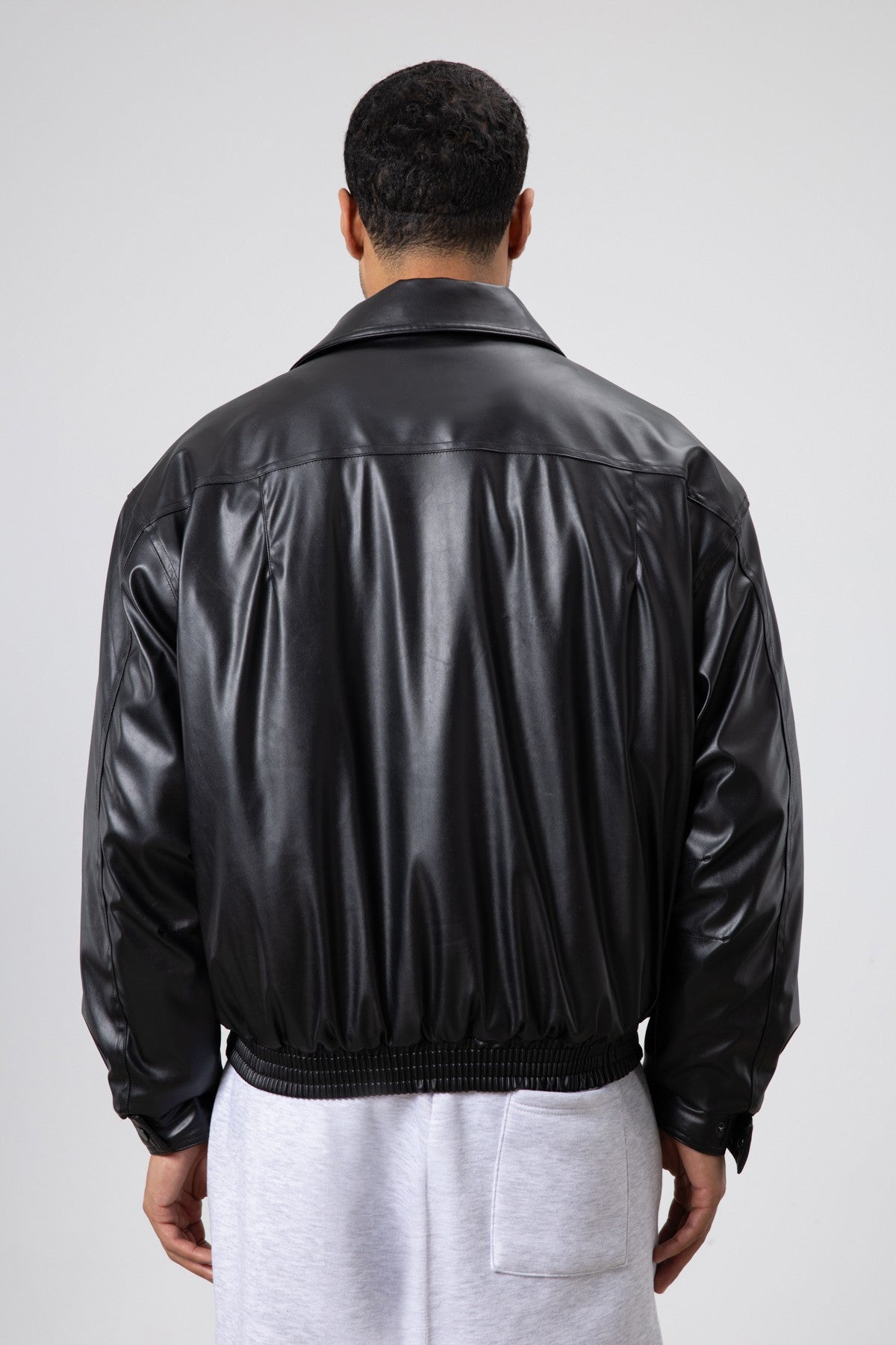 Basic Faux Leather Oversized Jacket