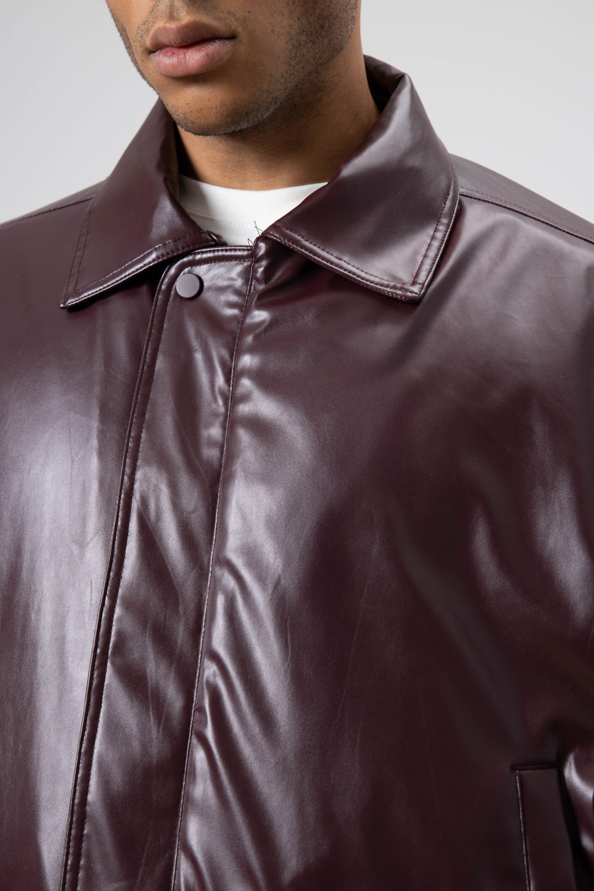 Basic Faux Leather Oversized Jacket
