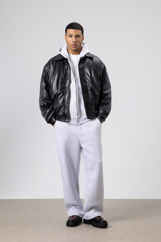 Basic Faux Leather Oversized Jacket