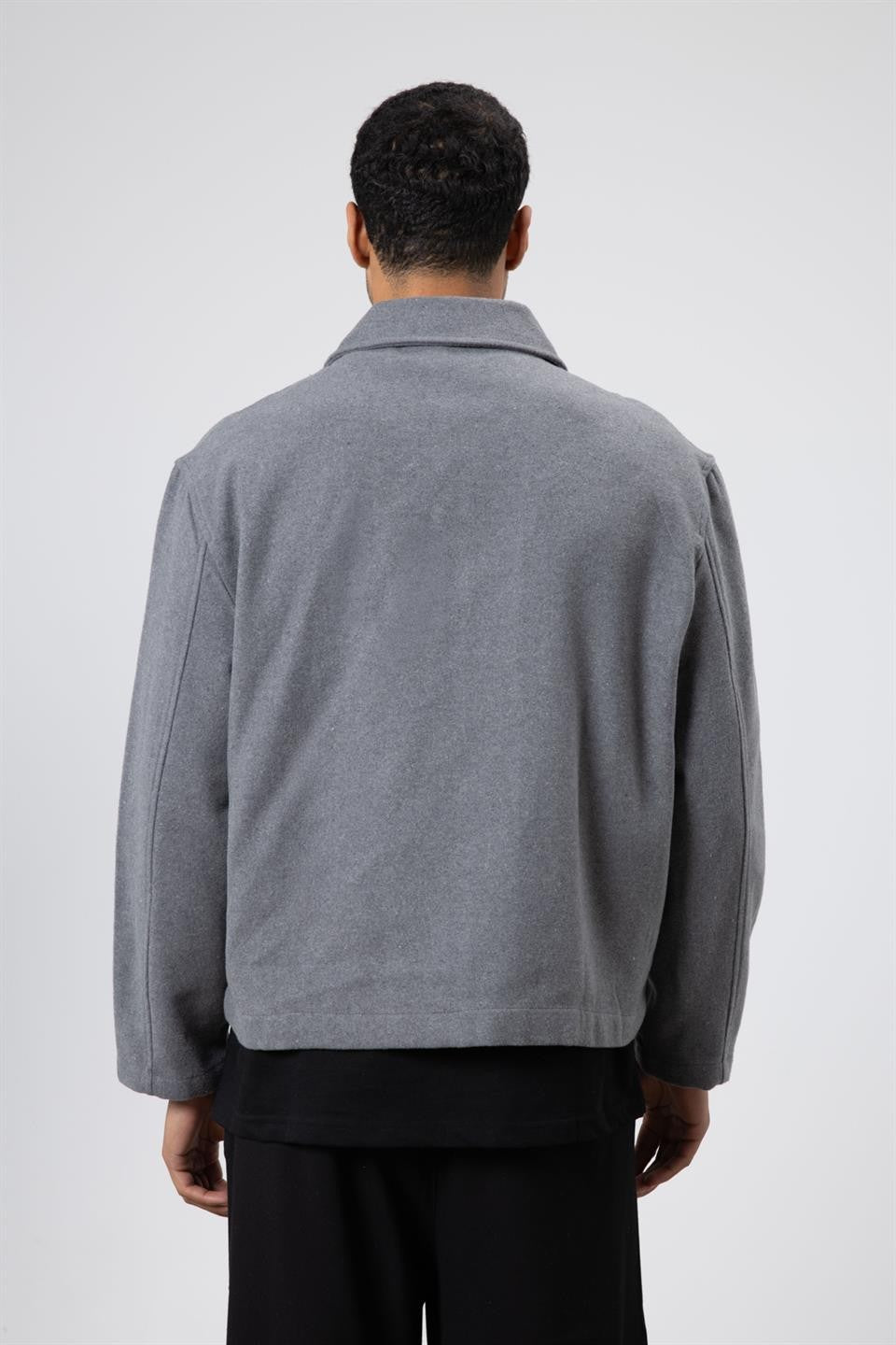 Oversized Zipper-Front Wool Coat