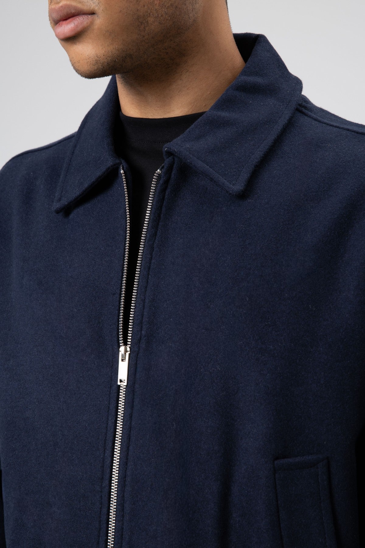 Oversized Zipper-Front Wool Coat