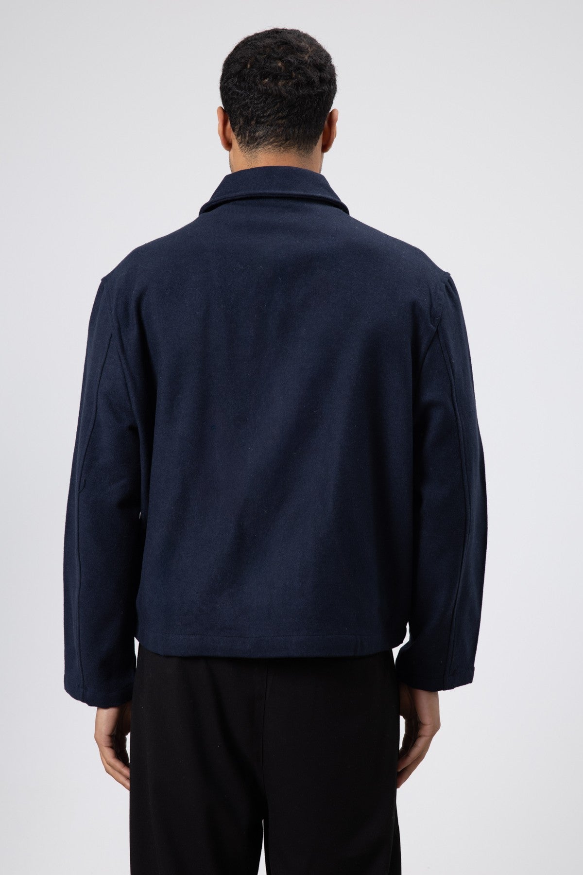 Oversized Zipper-Front Wool Coat