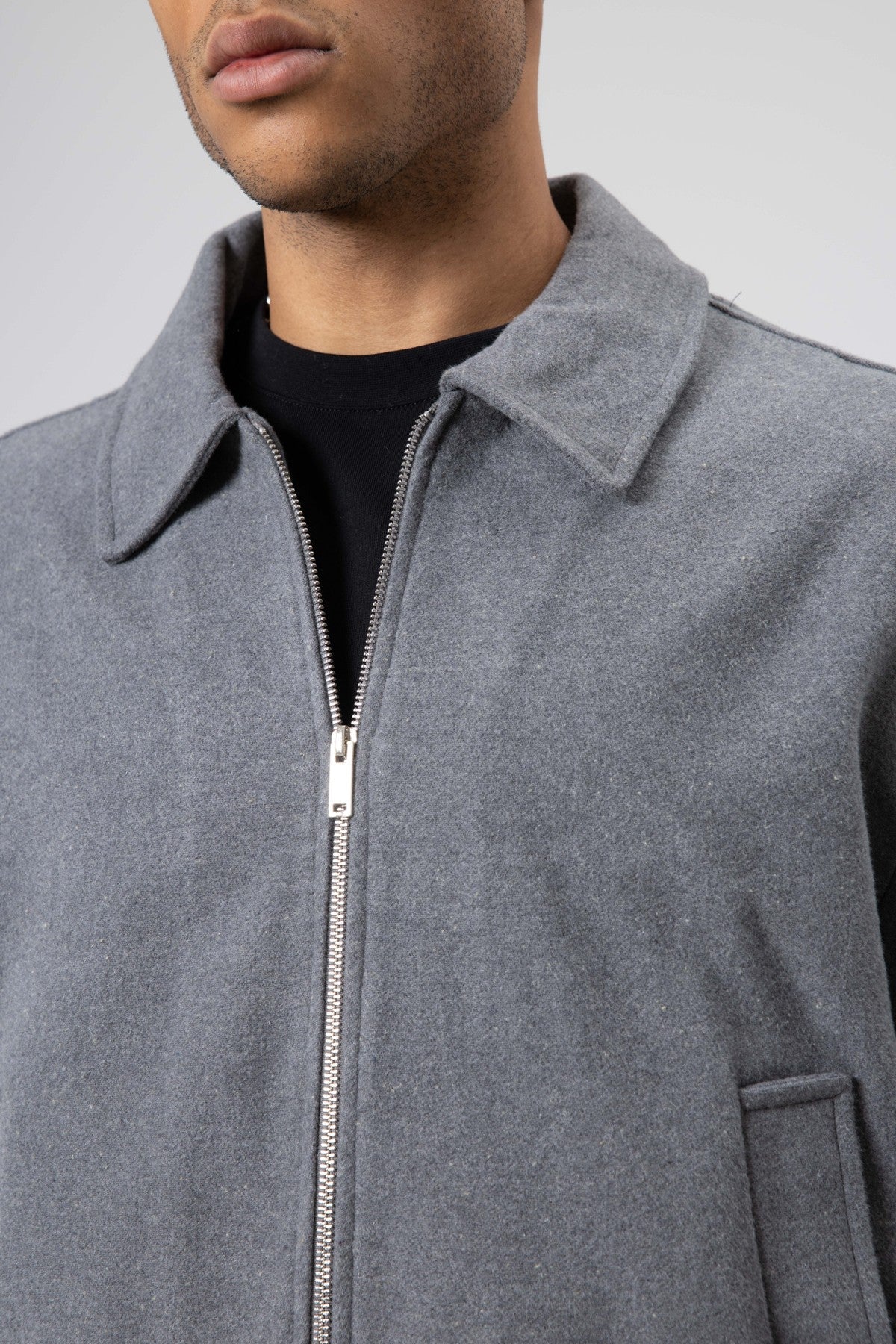 Oversized Zipper-Front Wool Coat