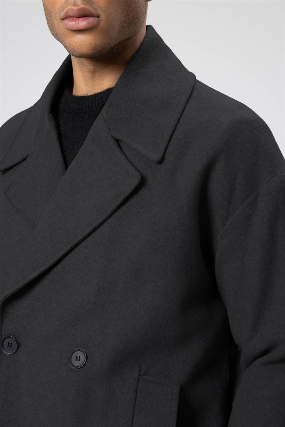 Oversized Double-Breasted Short Napped Wool Jacket