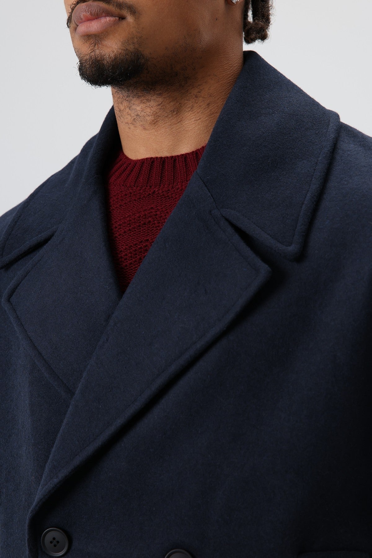 Oversized Double-Breasted Short Napped Wool Jacket