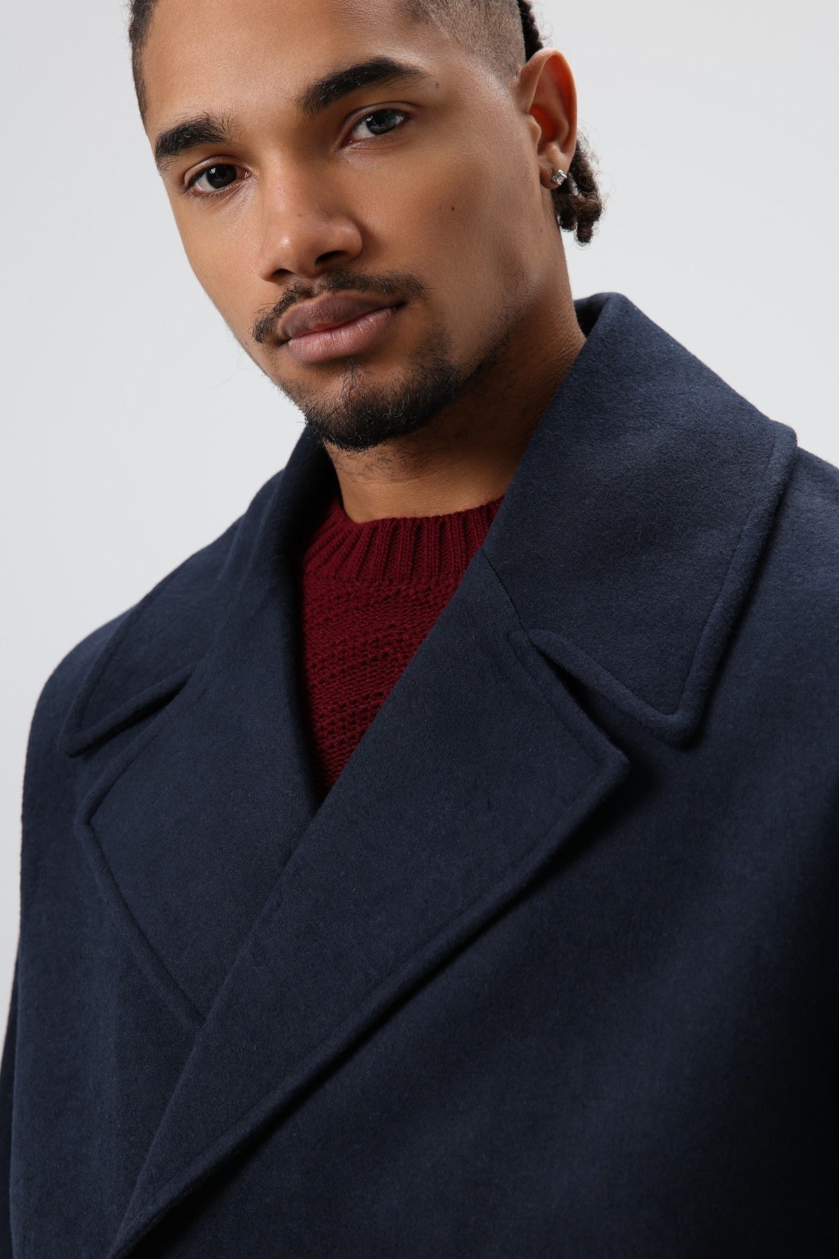 Oversized Double-Breasted Short Napped Wool Jacket