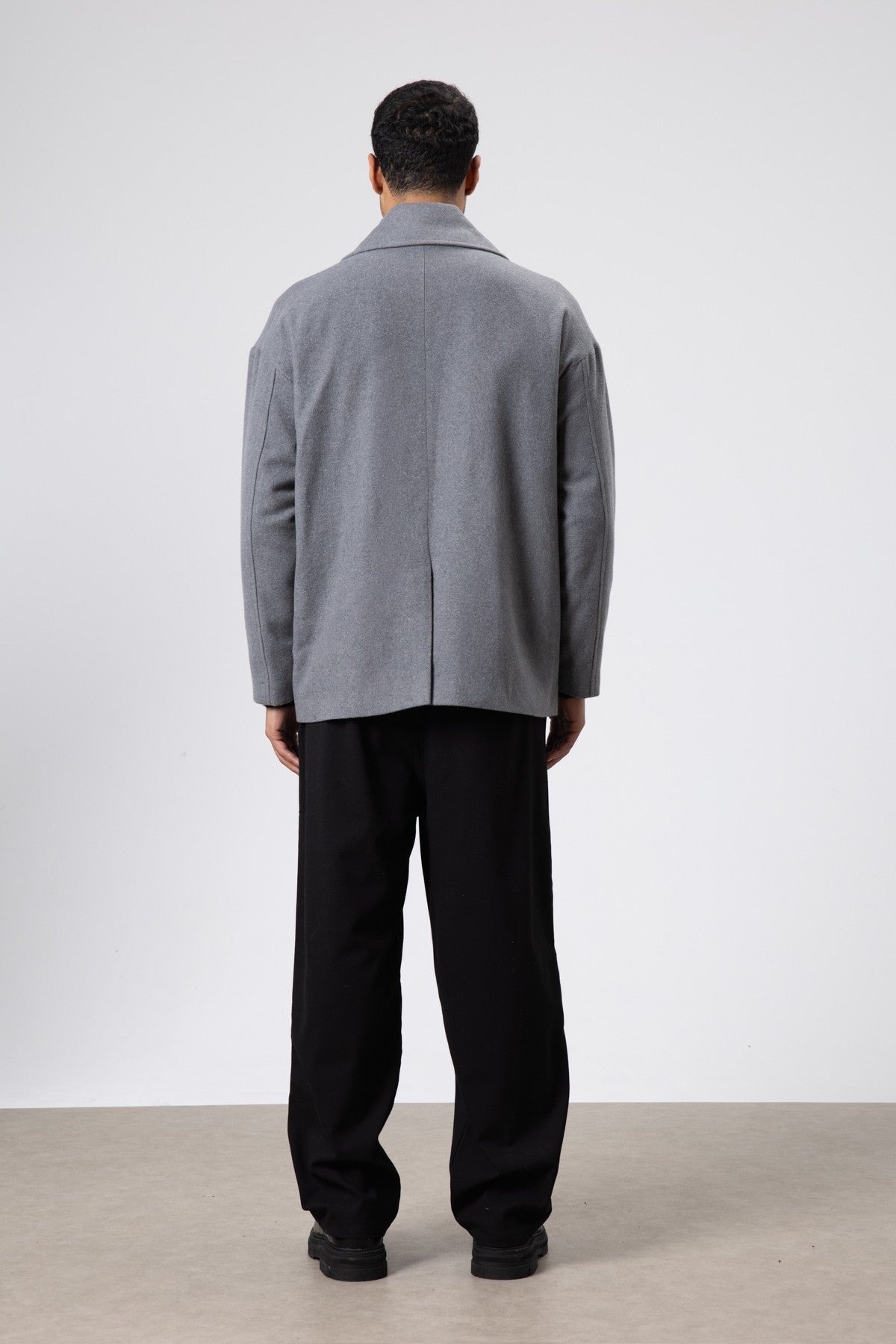 Oversized Double-Breasted Short Napped Wool Jacket