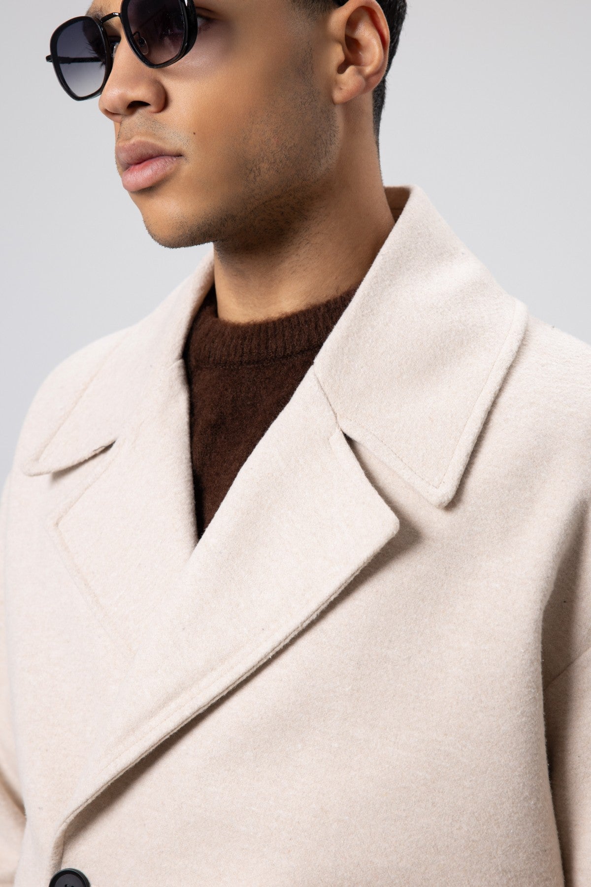 Oversized Double-Breasted Short Napped Wool Jacket
