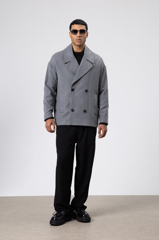 Oversized Double-Breasted Short Napped Wool Jacket