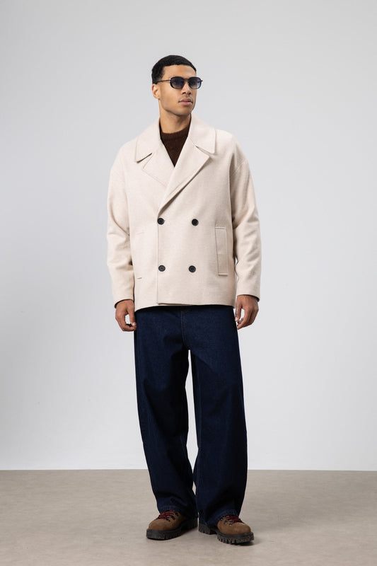 Oversized Double-Breasted Short Napped Wool Jacket