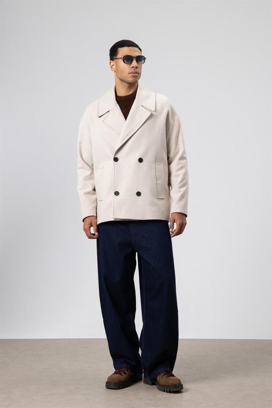 Oversized Double-Breasted Short Napped Wool Jacket