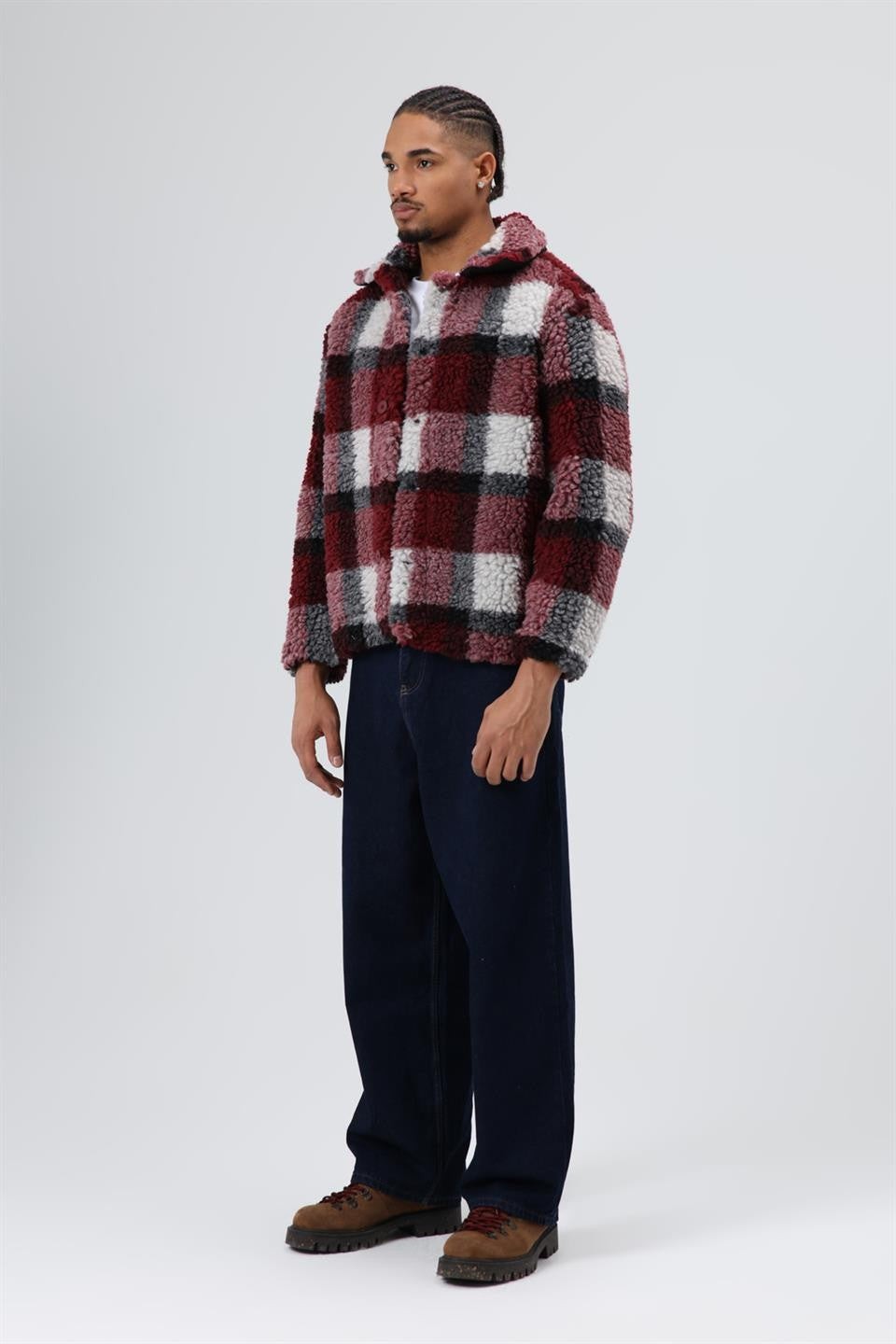 Oversized Plush Checkered Jacket