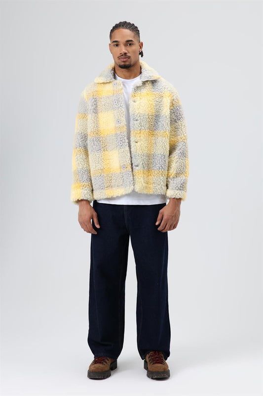 Oversized Plush Checkered Jacket