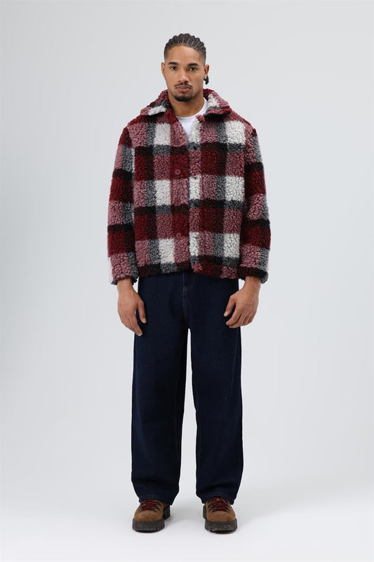 Oversized Plush Checkered Jacket