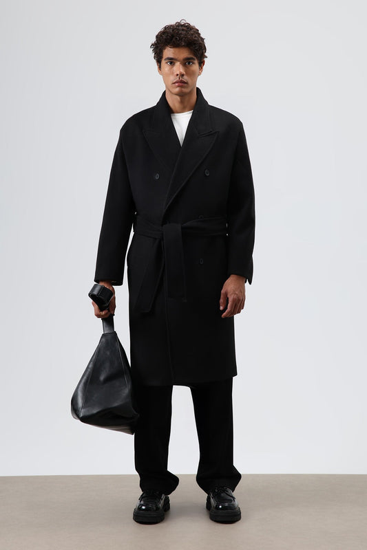 Oversized Double-Breasted Wool Coat