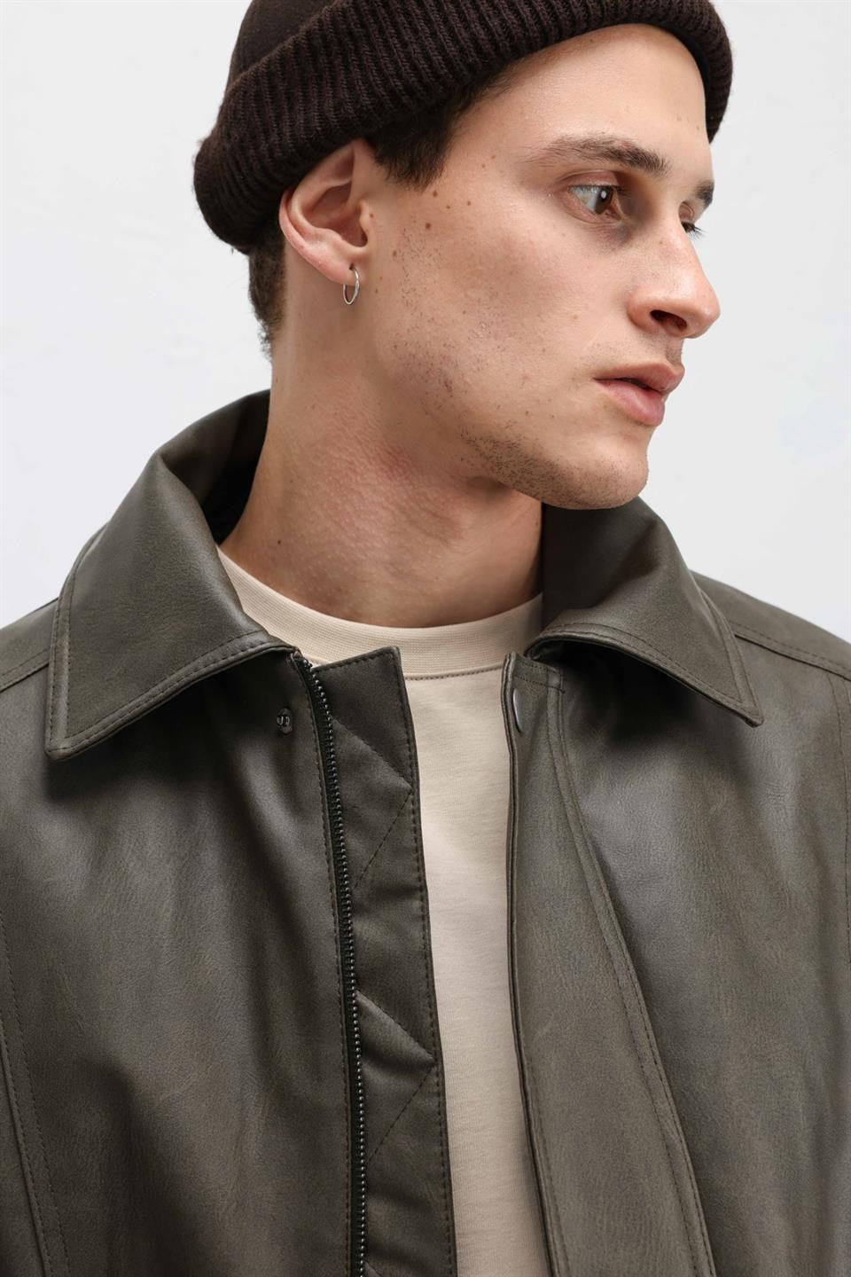 Oversized Leather Bomber Jacket