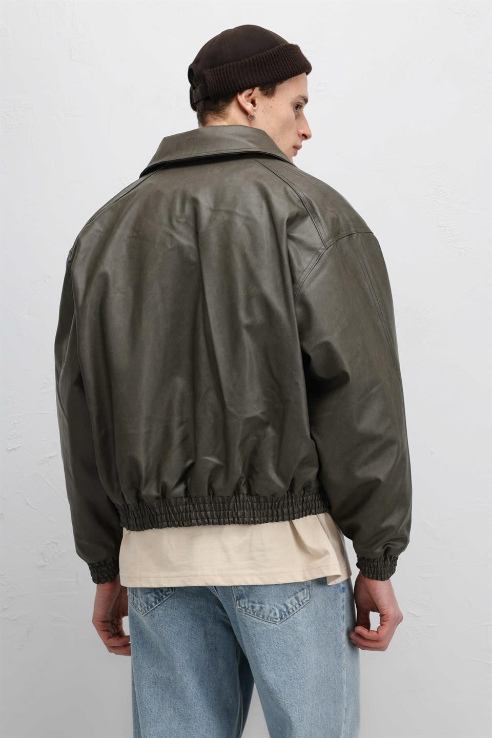Oversized Leather Bomber Jacket