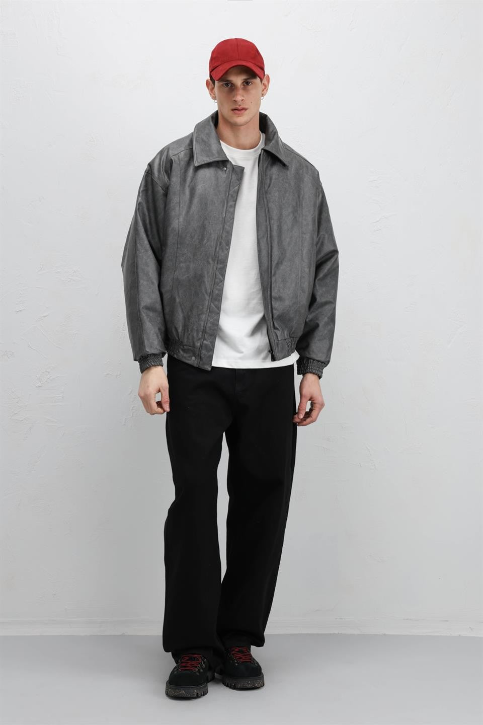 Oversized Leather Bomber Jacket
