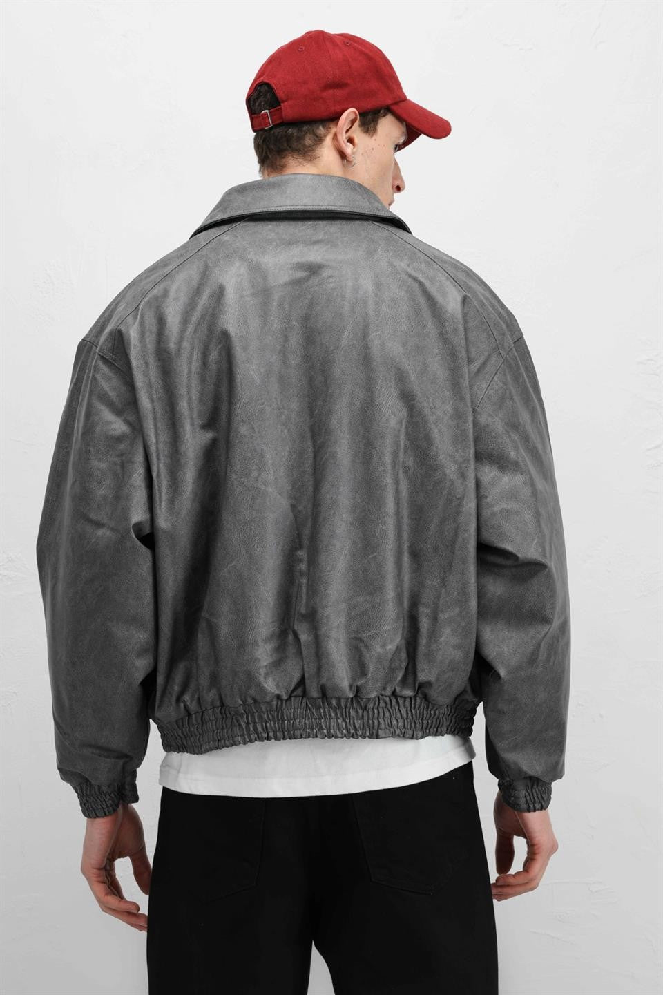 Oversized Leather Bomber Jacket