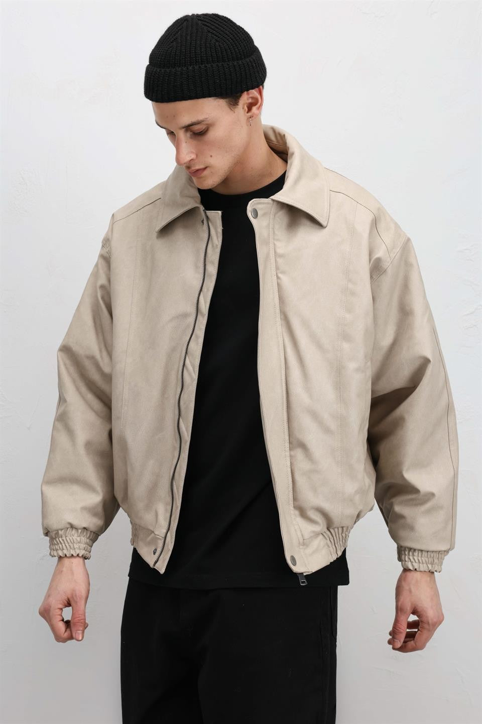Oversized Leather Bomber Jacket