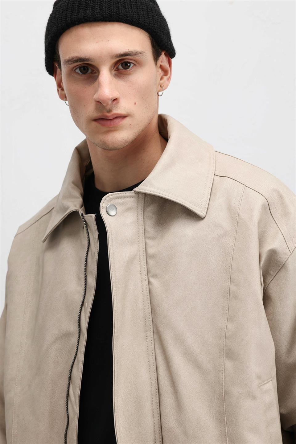 Oversized Leather Bomber Jacket