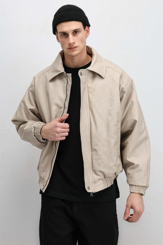 Oversized Leather Bomber Jacket