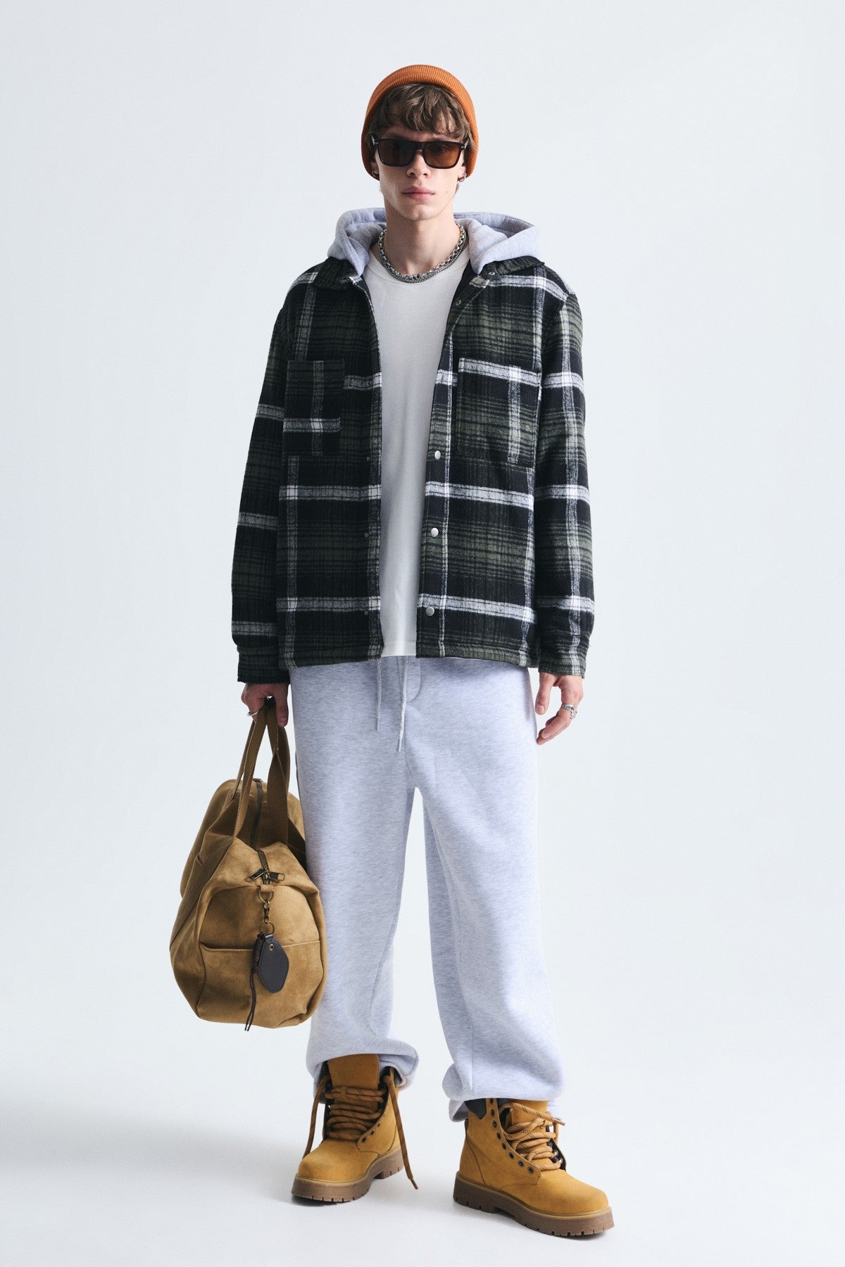 Polo-Neck Jacket with Checkered Pattern
