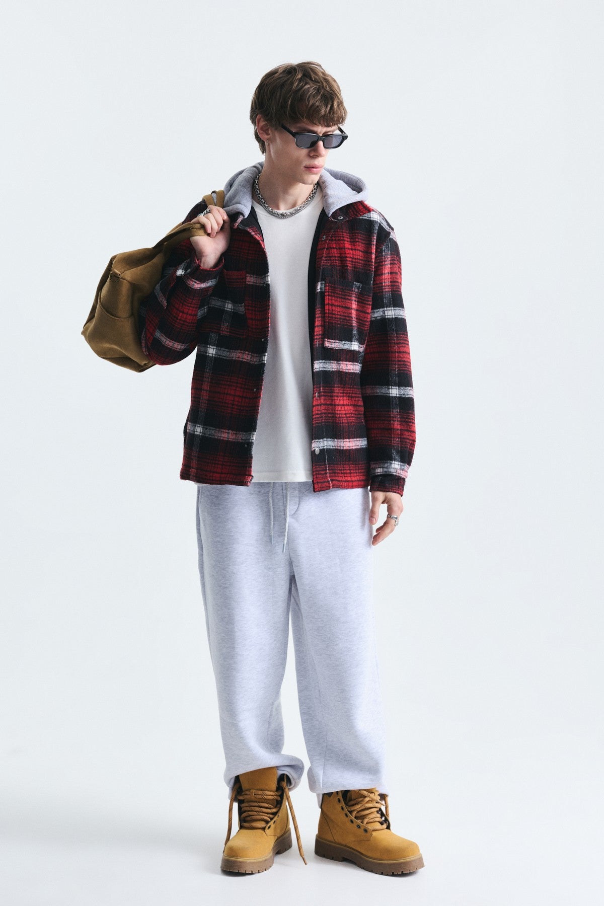 Polo-Neck Jacket with Checkered Pattern