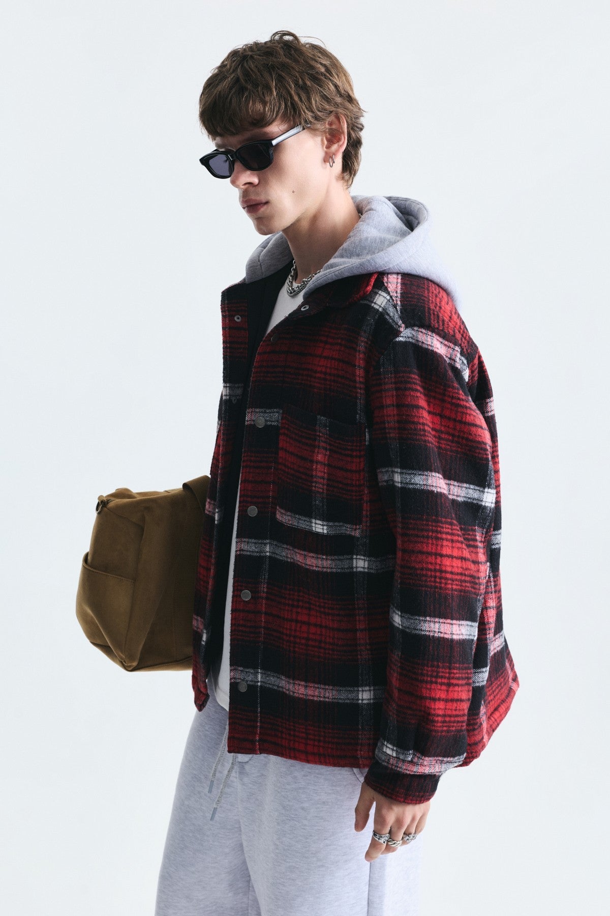 Polo-Neck Jacket with Checkered Pattern
