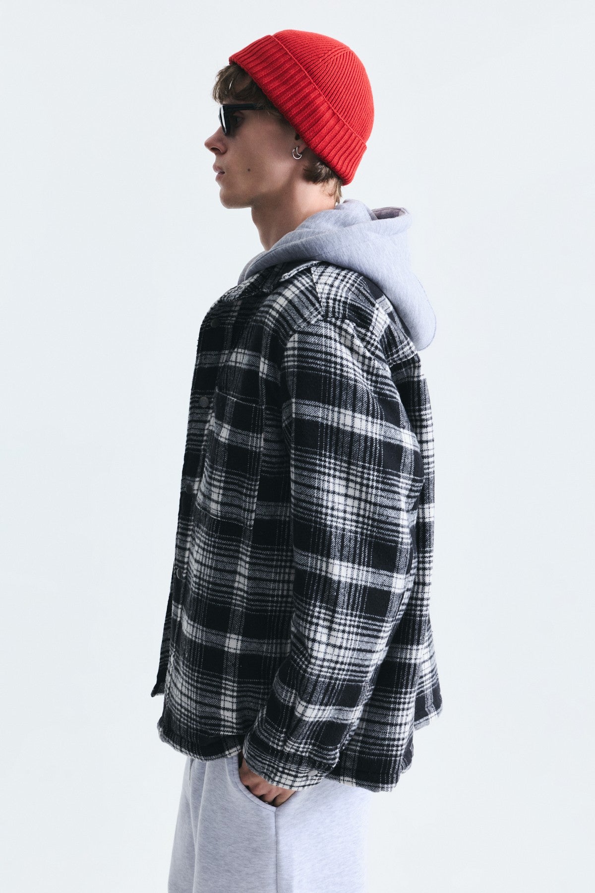 Polo-Neck Jacket with Checkered Pattern
