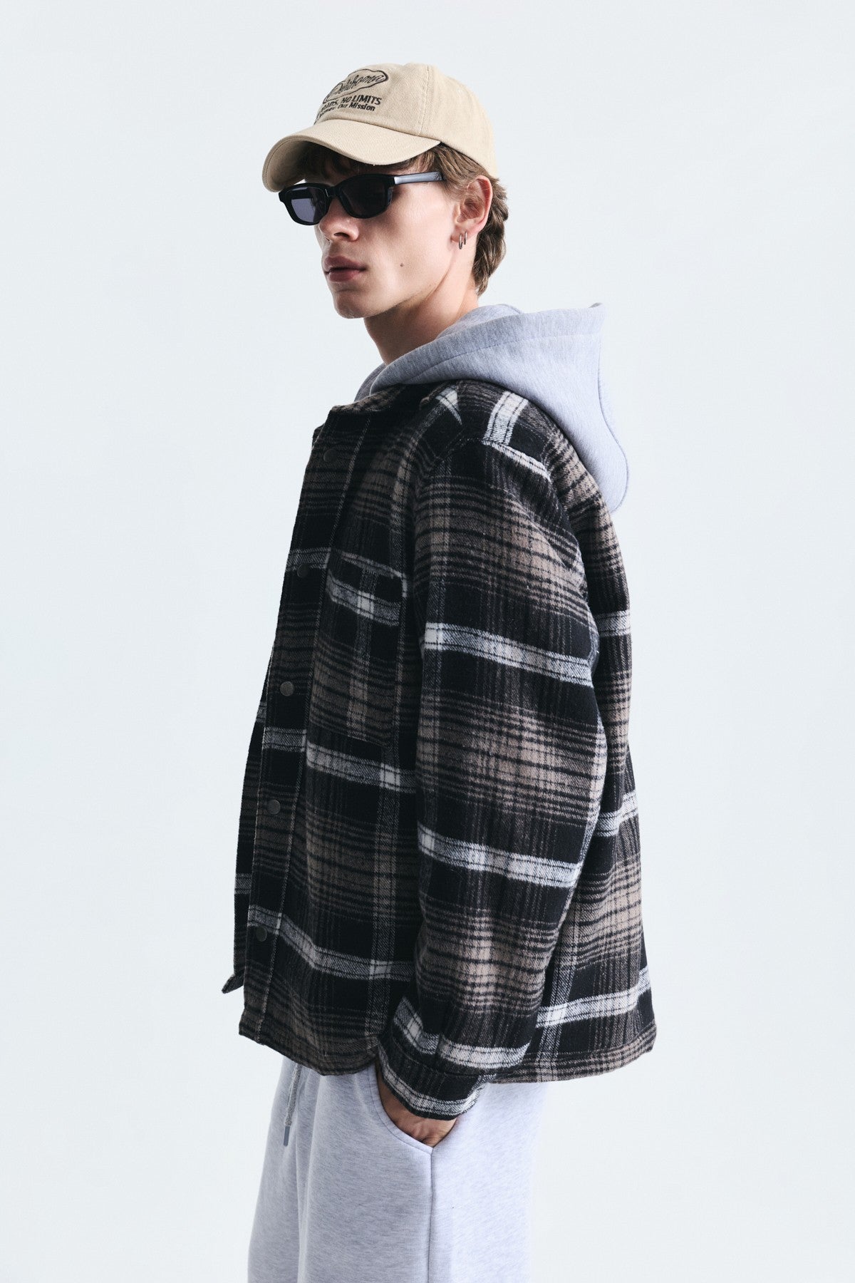 Polo-Neck Jacket with Checkered Pattern