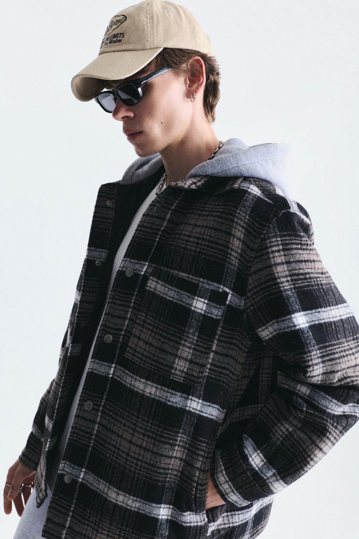Polo-Neck Jacket with Checkered Pattern
