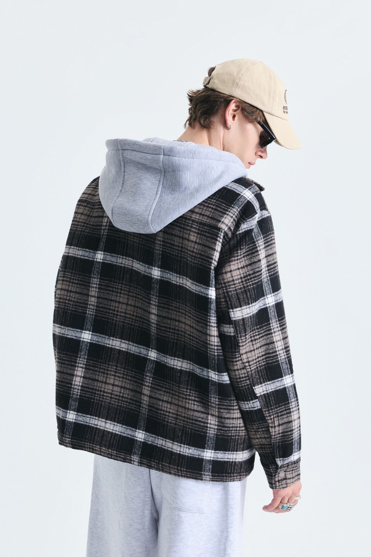 Polo-Neck Jacket with Checkered Pattern