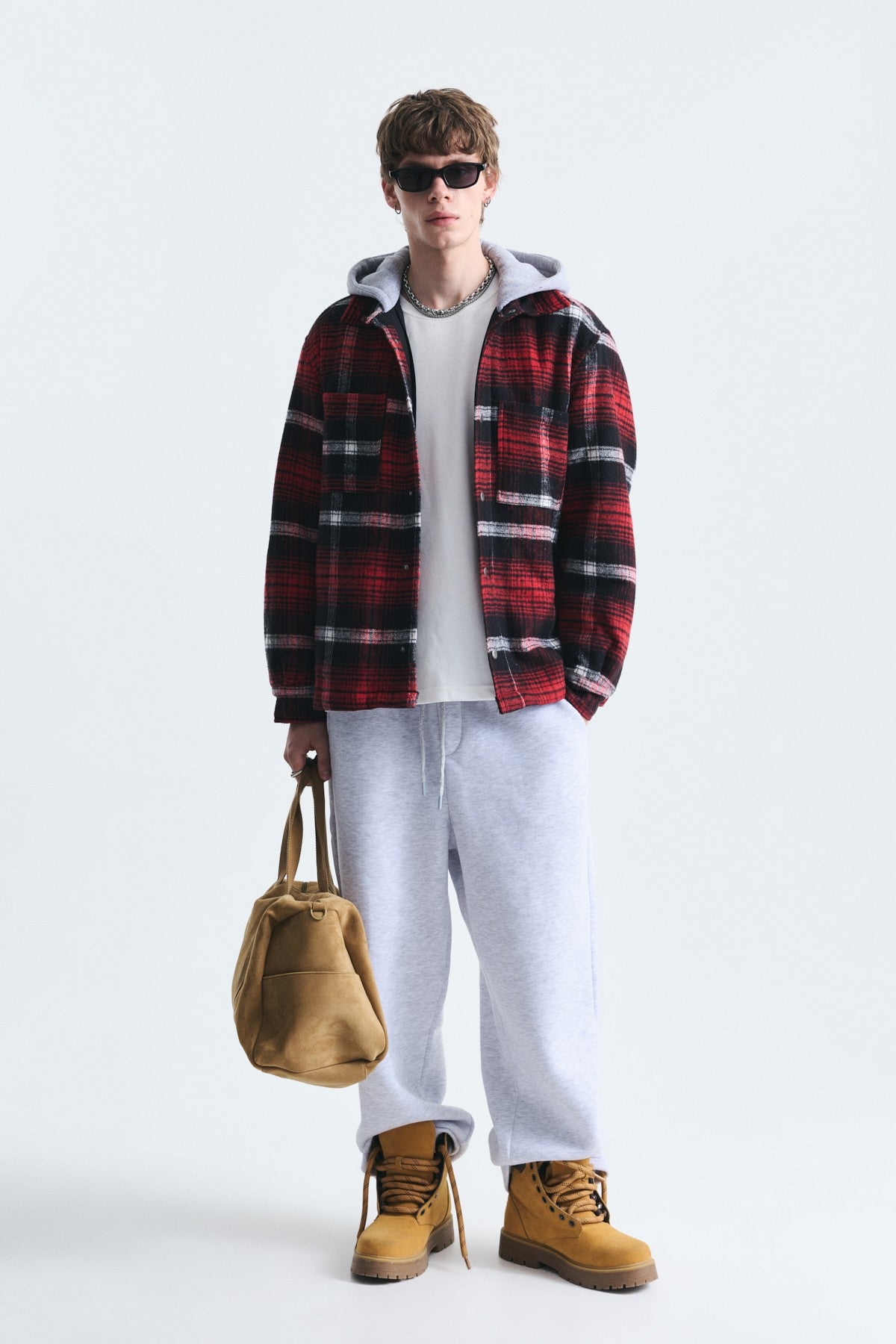 Polo-Neck Jacket with Checkered Pattern