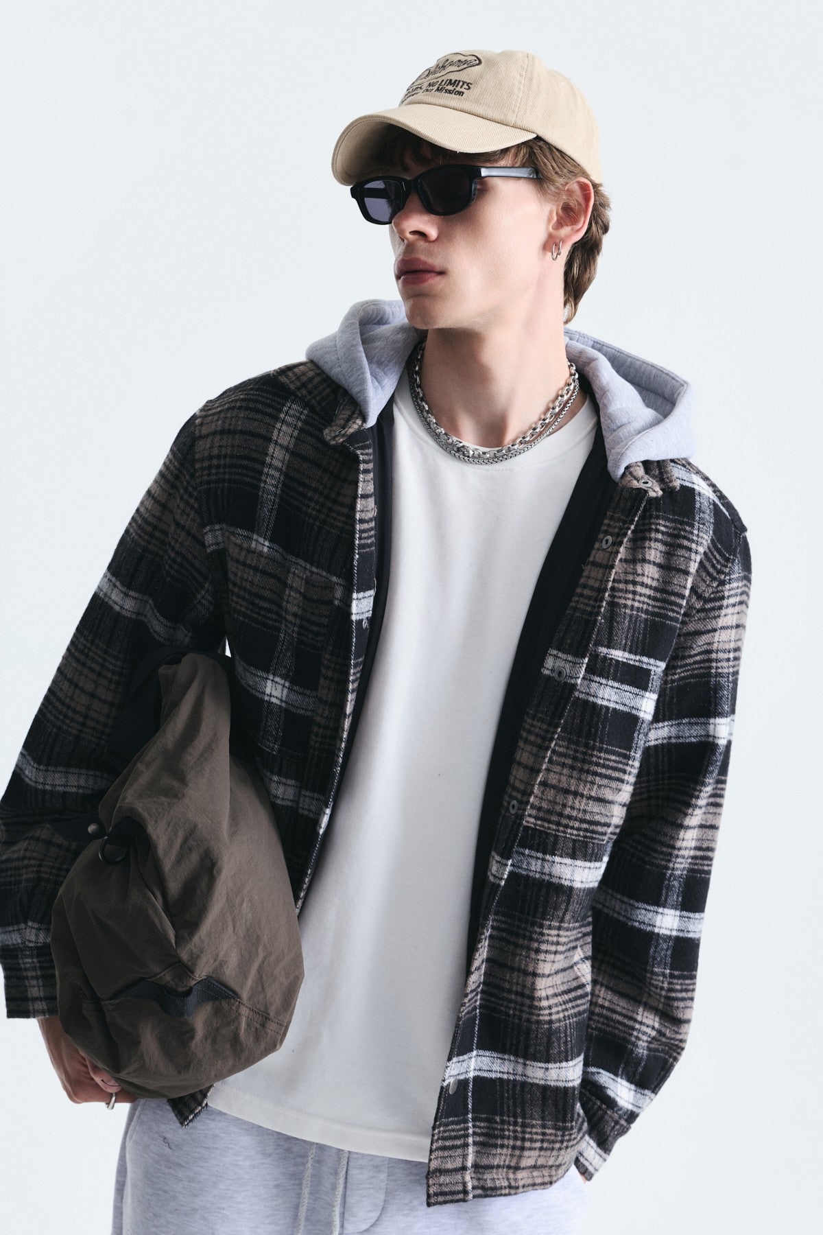 Polo-Neck Jacket with Checkered Pattern