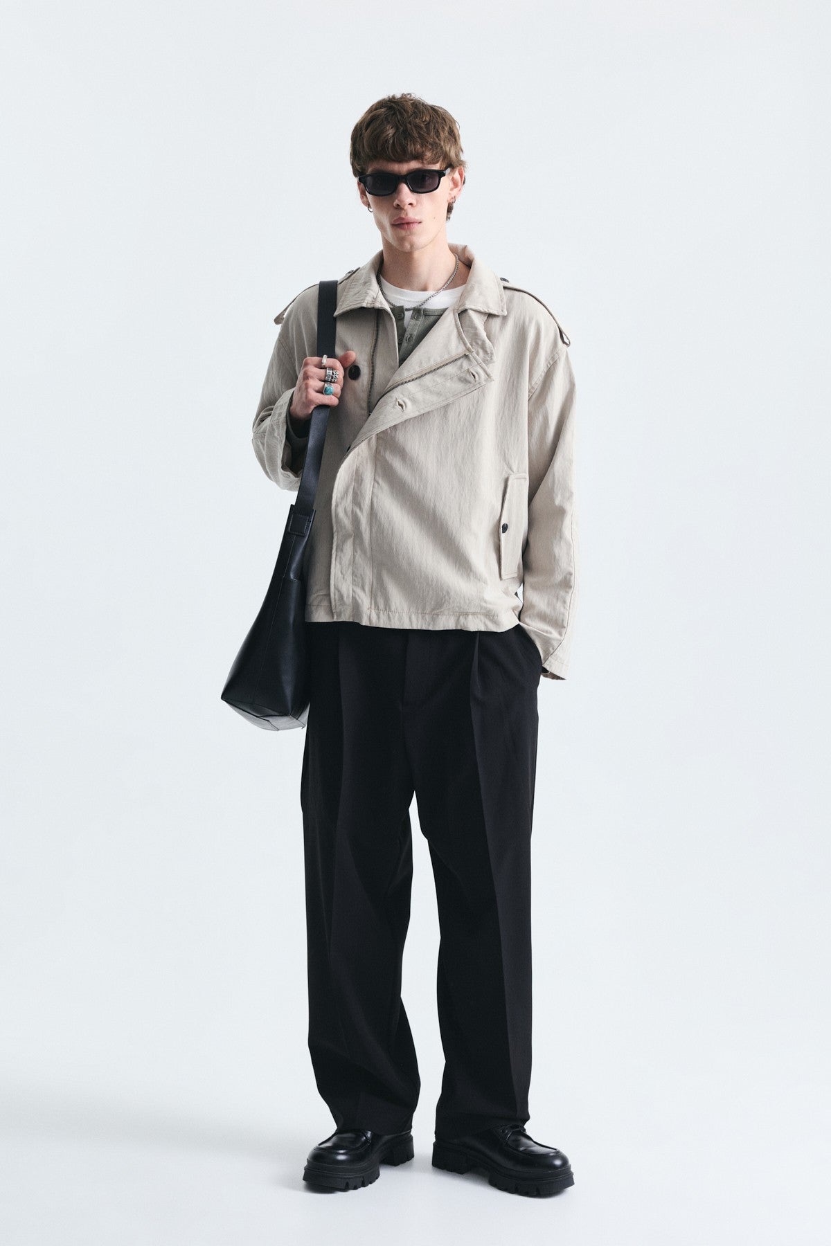 Oversized Button-Up Stand-Up Collar Coat